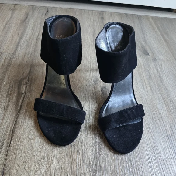 Stuart Weitzman Myslide Suede Black Heels - Picture 2 of 7